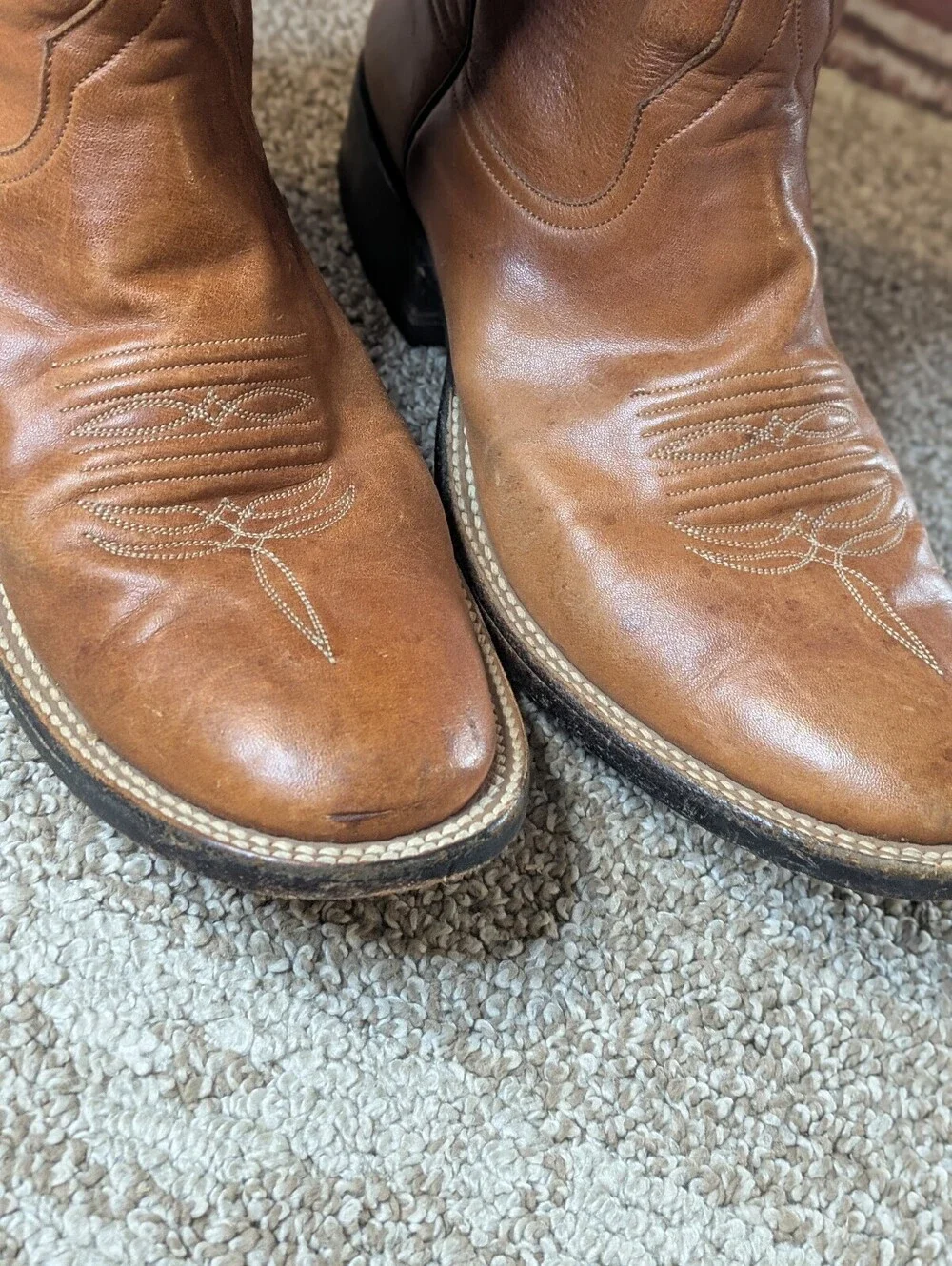 Rios of Mercedes 4900 Cowboy Boots Vintage Brown Leather Western Mens 9 E